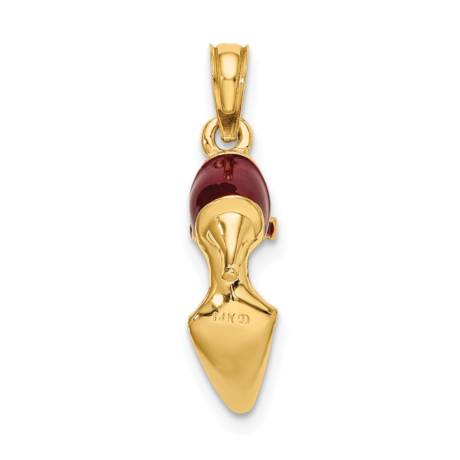 14K 3-D Maroon Enamel Closed Toe High Heel Charm