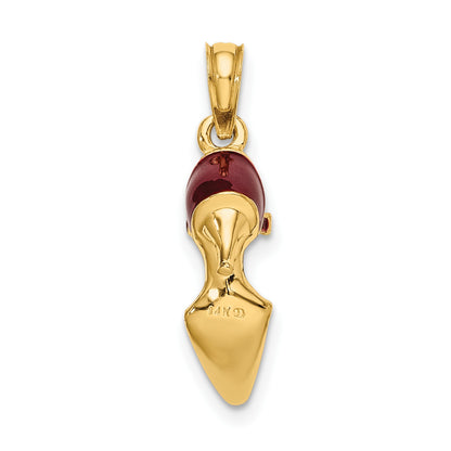 14K 3-D Maroon Enamel Closed Toe High Heel Charm