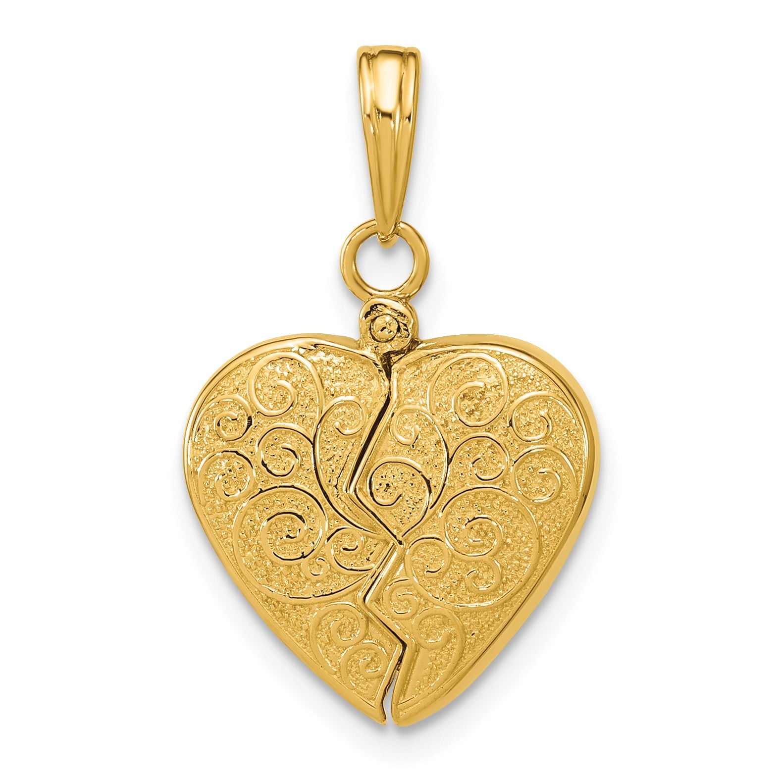 14K Red Enameled 3-D Reversible Filigree Heart That Opens Charm