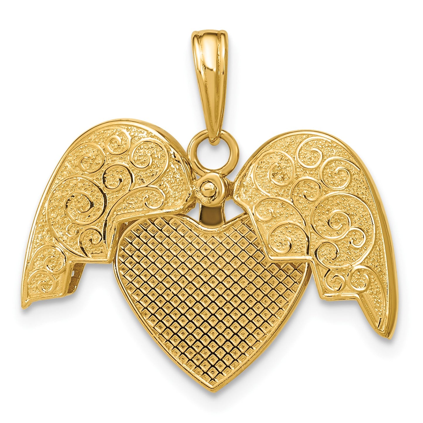 14K Red Enameled 3-D Reversible Filigree Heart That Opens Charm