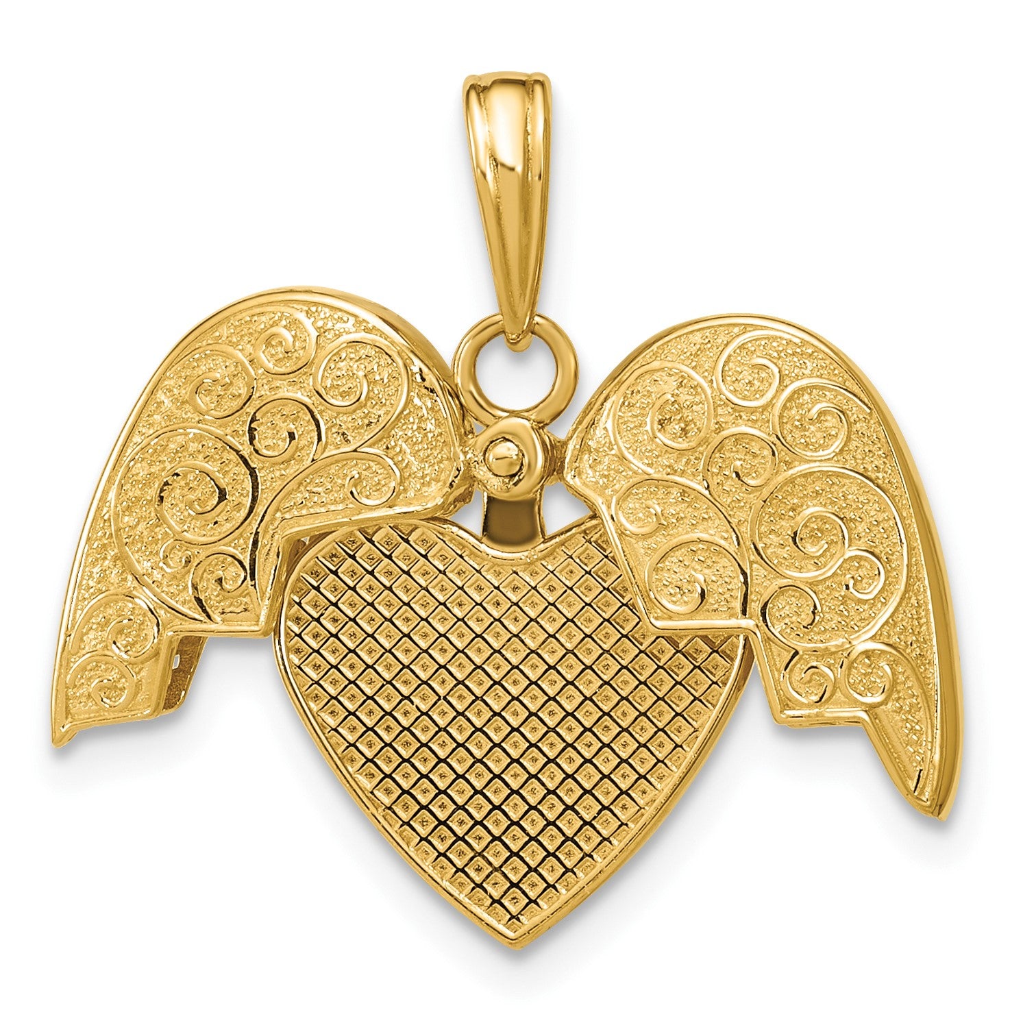 14K Red Enameled 3-D Reversible Filigree Heart That Opens Charm