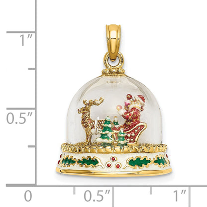 14K 3-D Enameled HAPPY HOLIDAYS on Bottom Glass Snow Globe Charm
