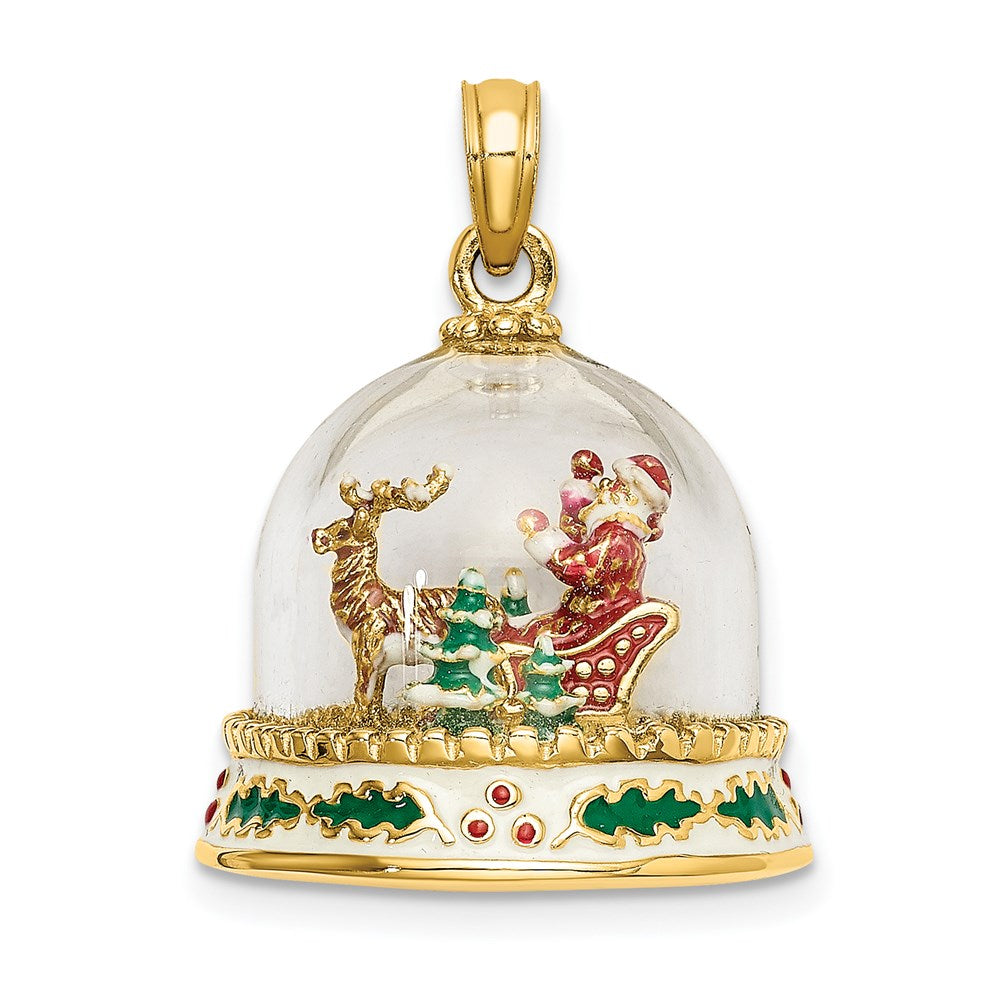 14K 3-D Enameled Christmas Snow Globe Charm