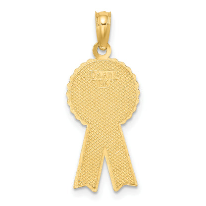 14K GREATEST MOM Enameled Pink Ribbon Charm