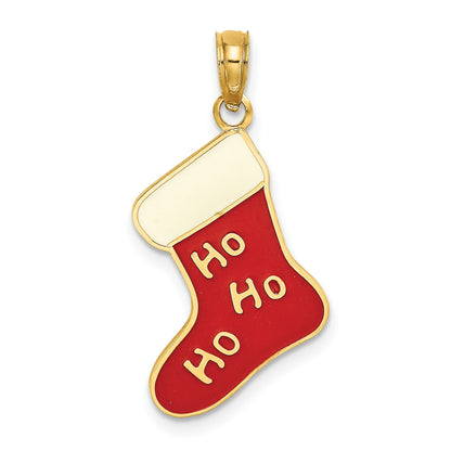 14K Enamel HO HO HO Christmas Stocking Charm