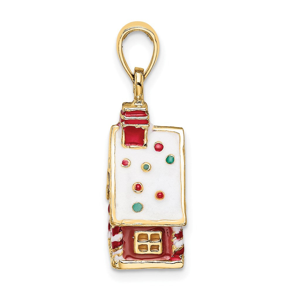 14K 3-D Enamel Gingerbread House Charm