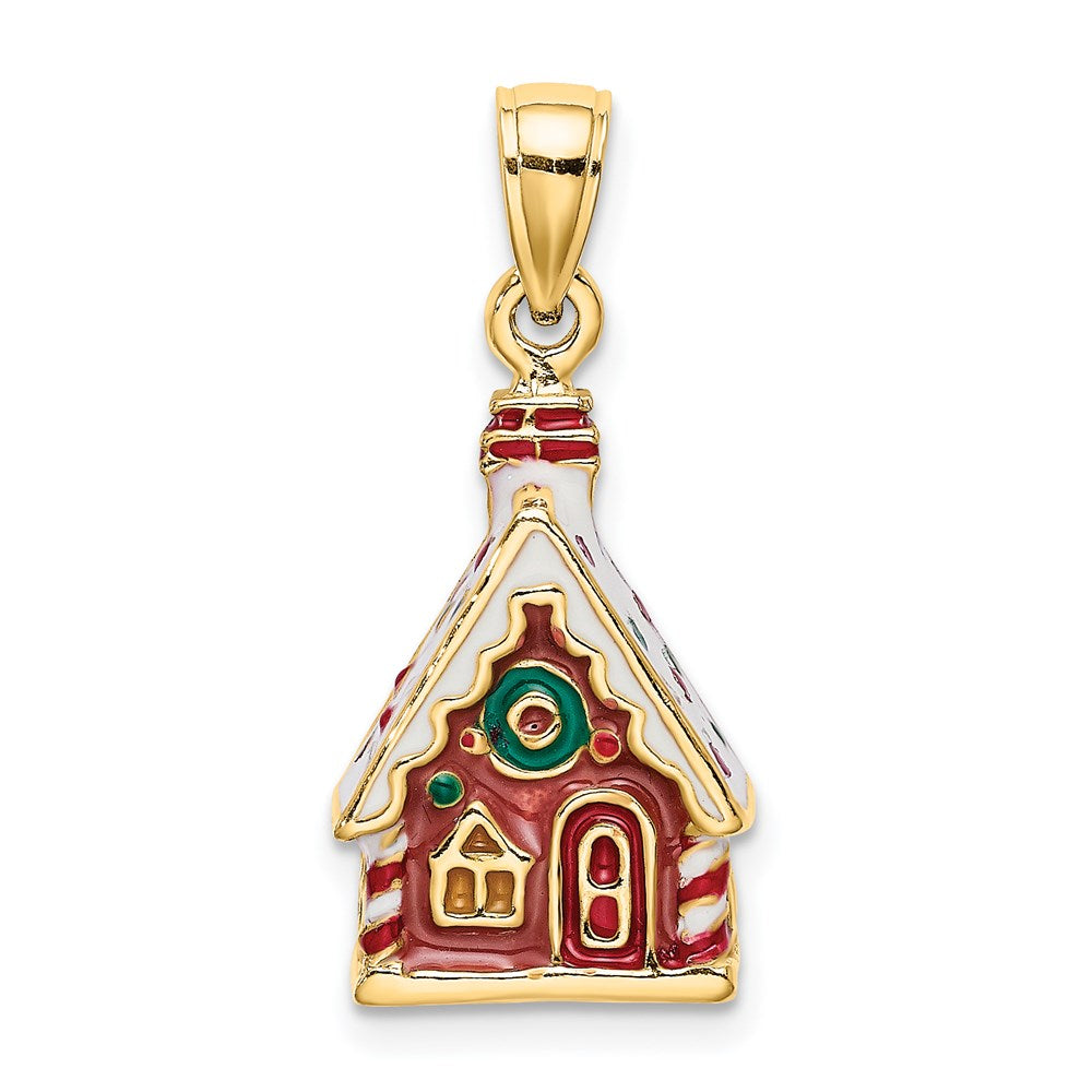 14K 3-D Enamel Gingerbread House Charm