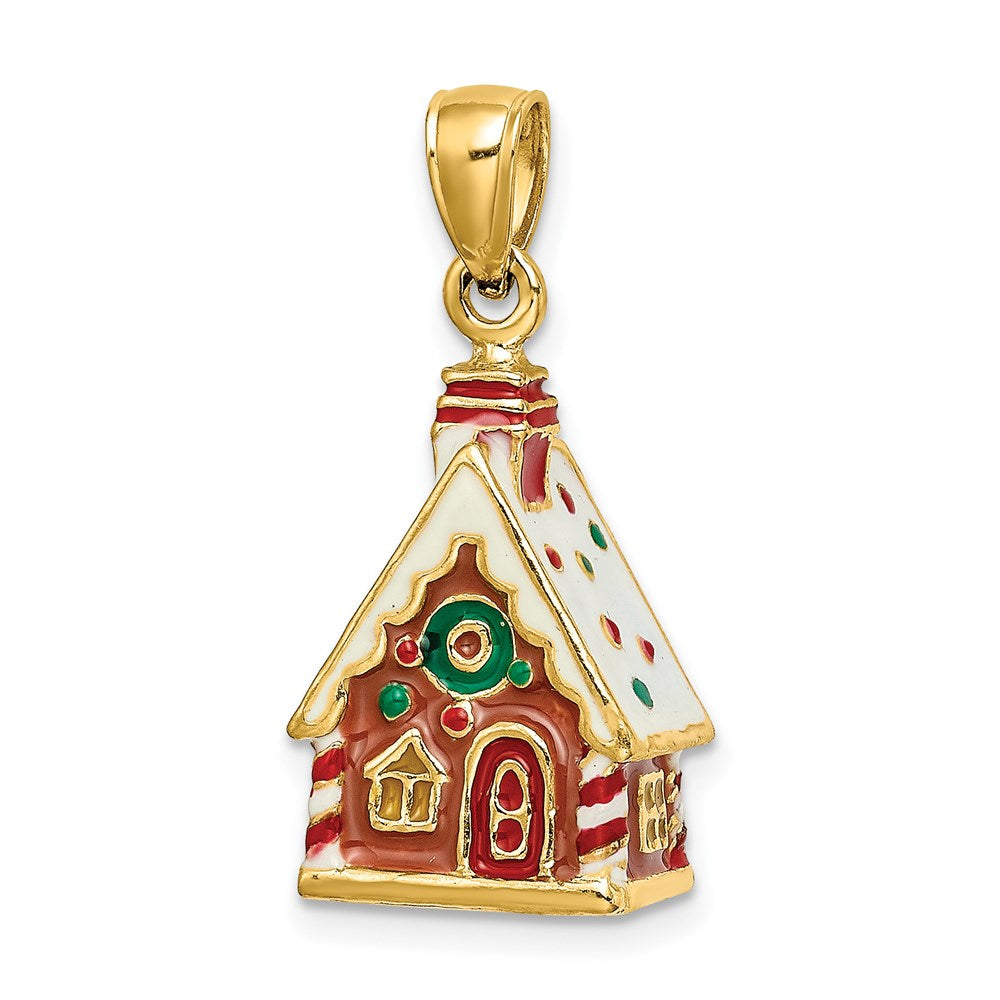 14K 3-D Enamel Gingerbread House Charm