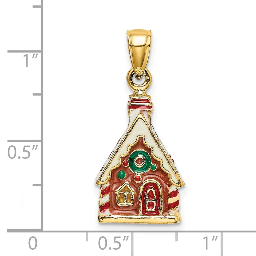 14K 3-D Enamel Gingerbread House Charm