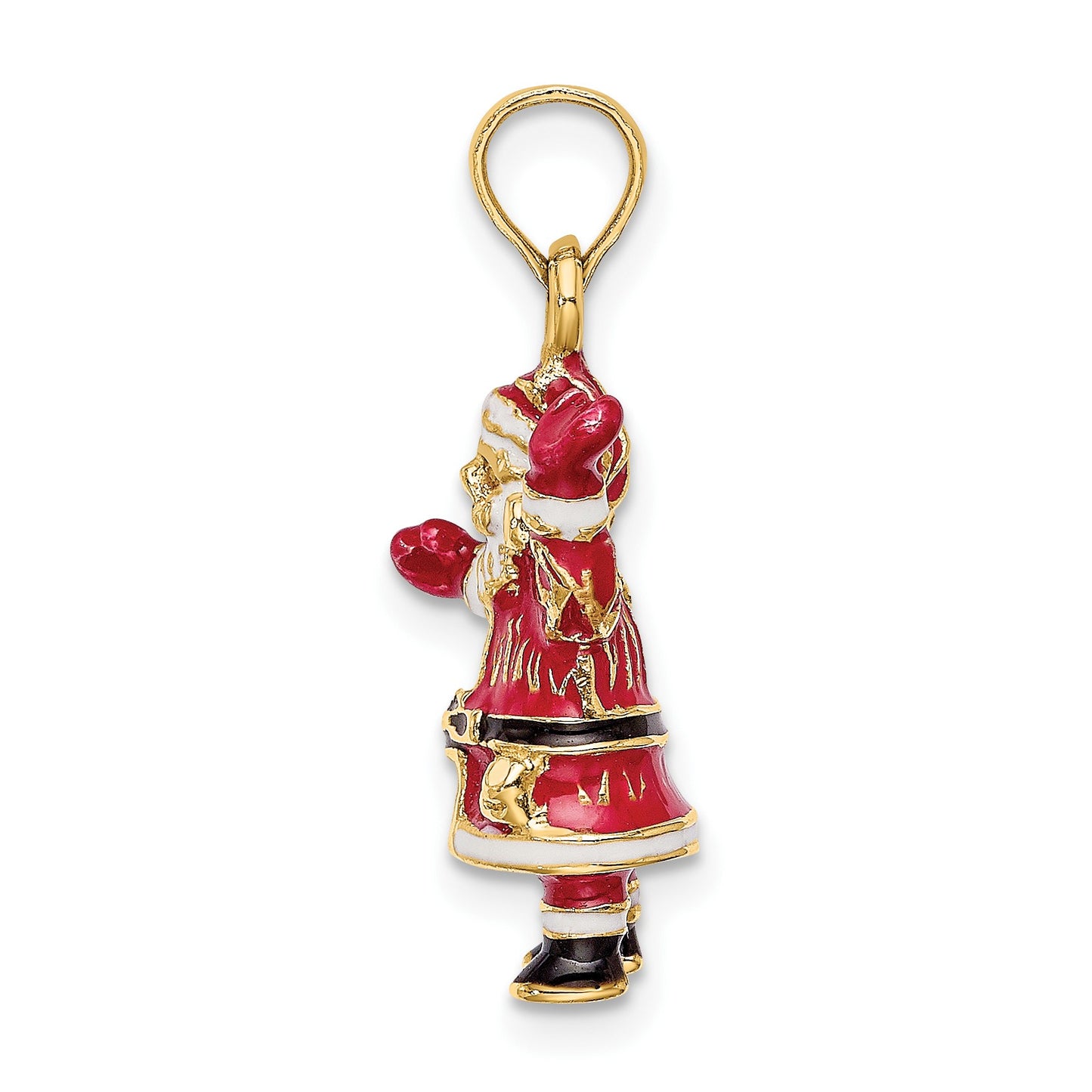 14K 3-D Enameled Santa Charm