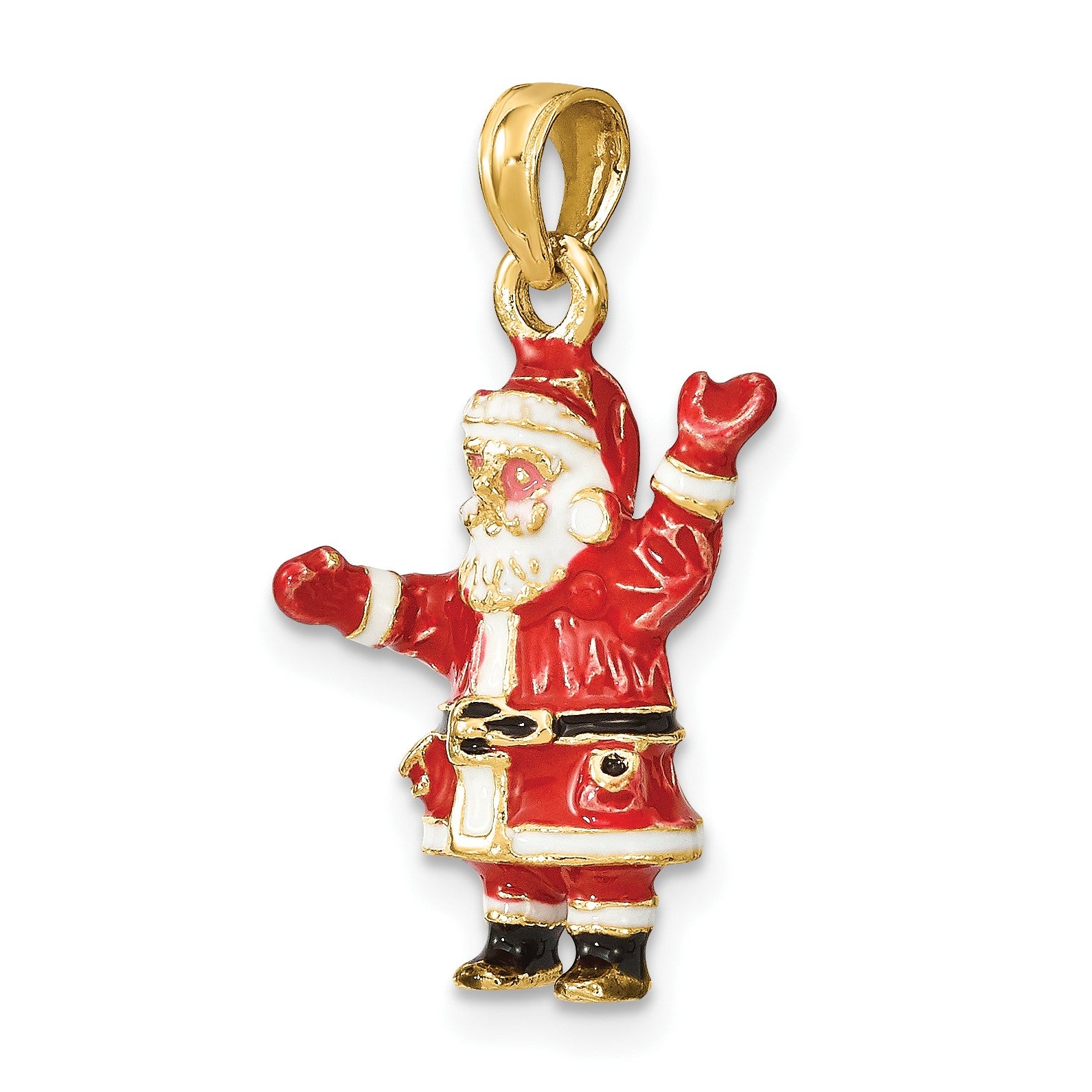 14K 3-D Enameled Santa Charm