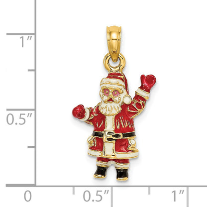 14K 3-D Enameled Santa Charm