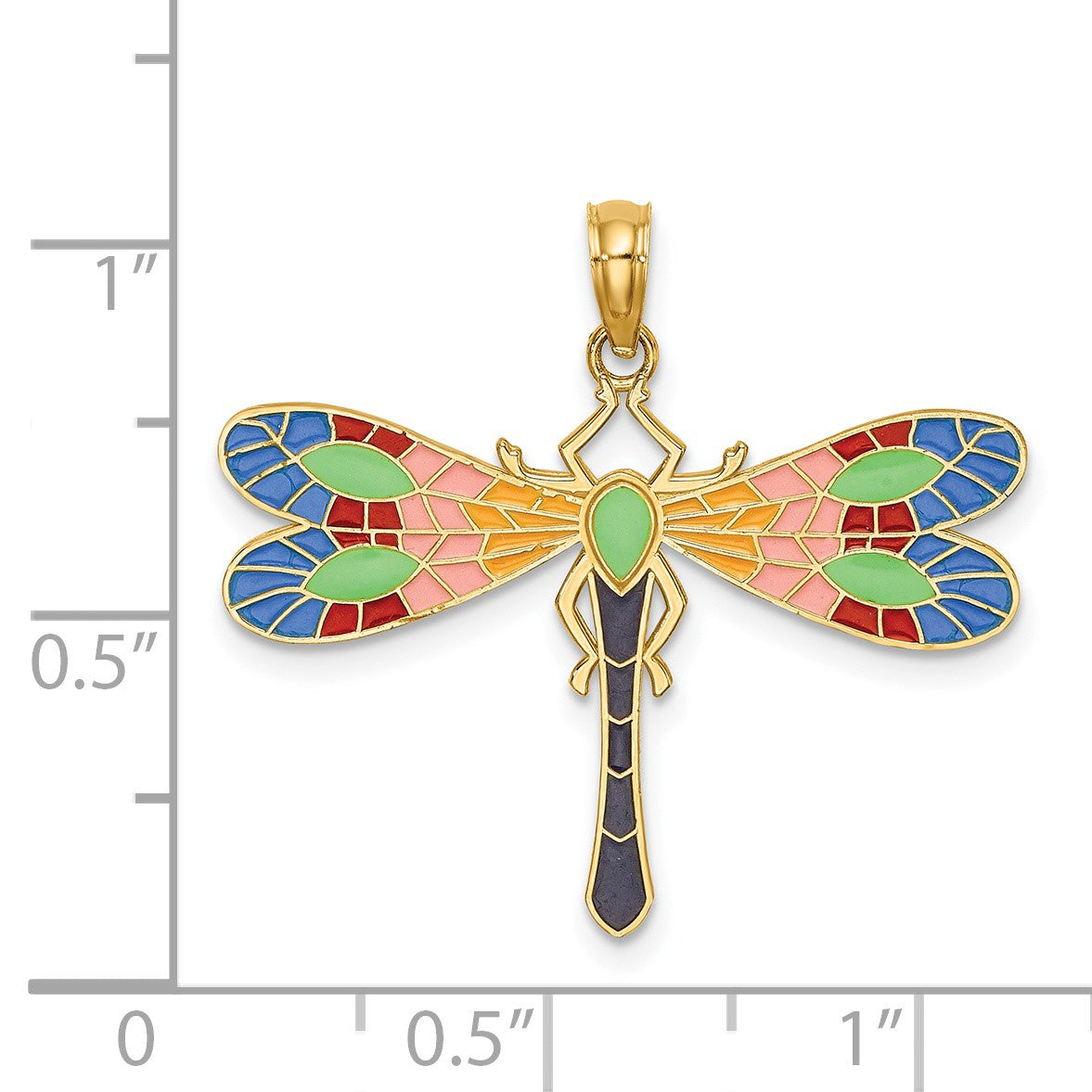 14K Multi-Color Enamel Dragonfly Charm