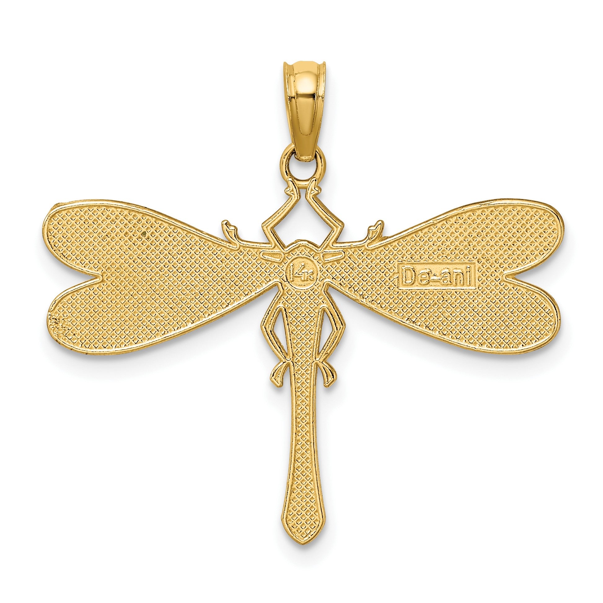 14K Multi-Color Enamel Dragonfly Charm