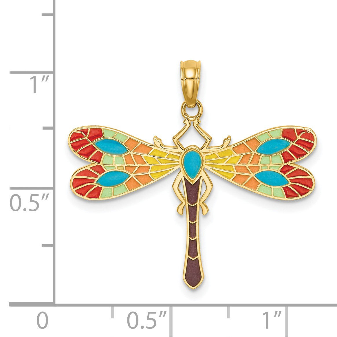14K Multi-Color Enamel Dragonfly Charm