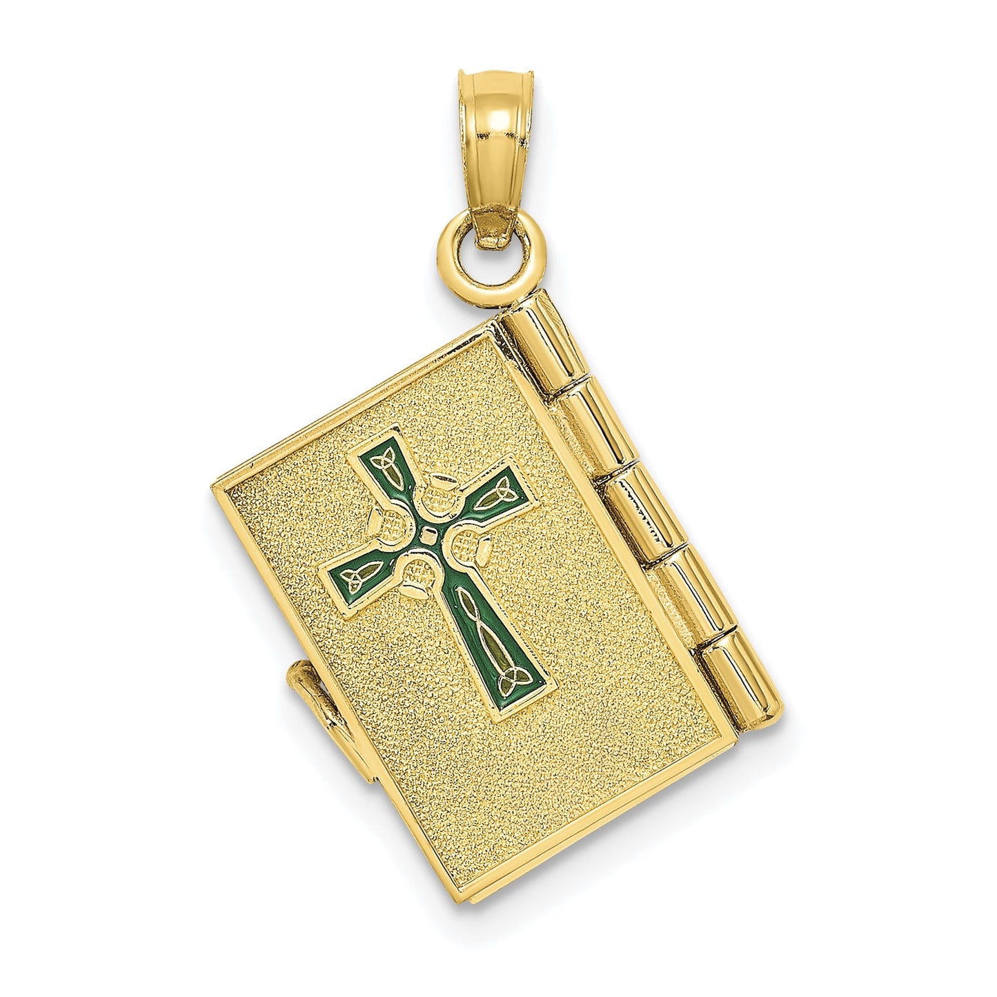 14K 3-D Moveable Enameled AN IRISH PRAYER Book with Clover Charm