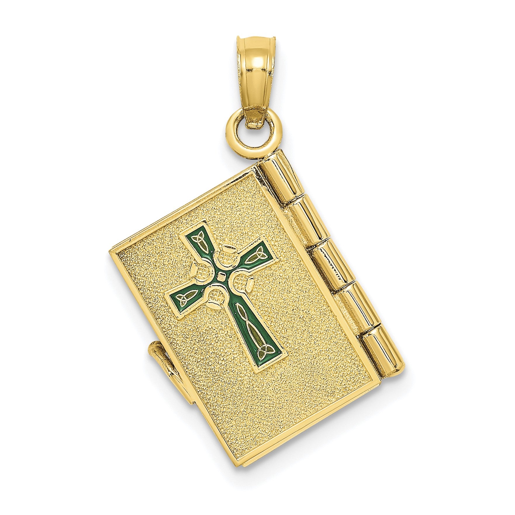 14K 3-D Moveable Enameled AN IRISH PRAYER Book with Clover Charm
