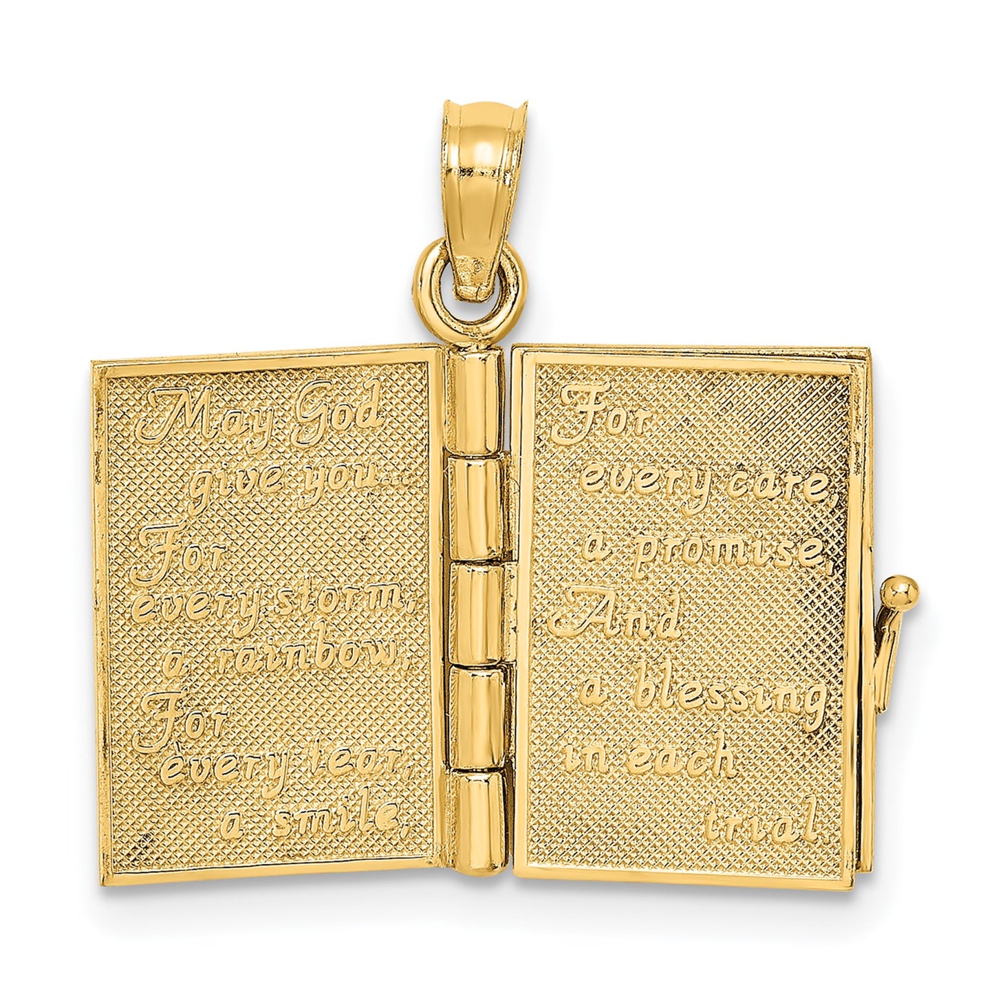 14K 3-D Moveable Enameled AN IRISH PRAYER Book with Clover Charm