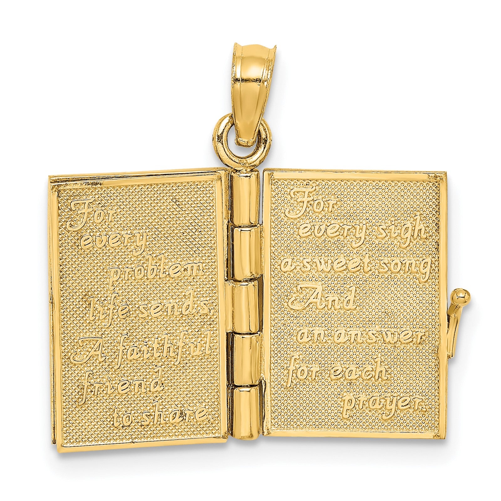14K 3-D Moveable Enameled AN IRISH PRAYER Book with Clover Charm