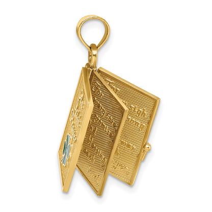 14K 3-D Moveable Enameled AN IRISH PRAYER Book with Clover Charm