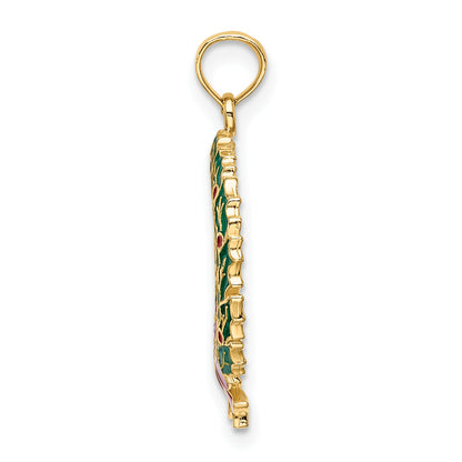14K Enameled Christmas Wreath Charm