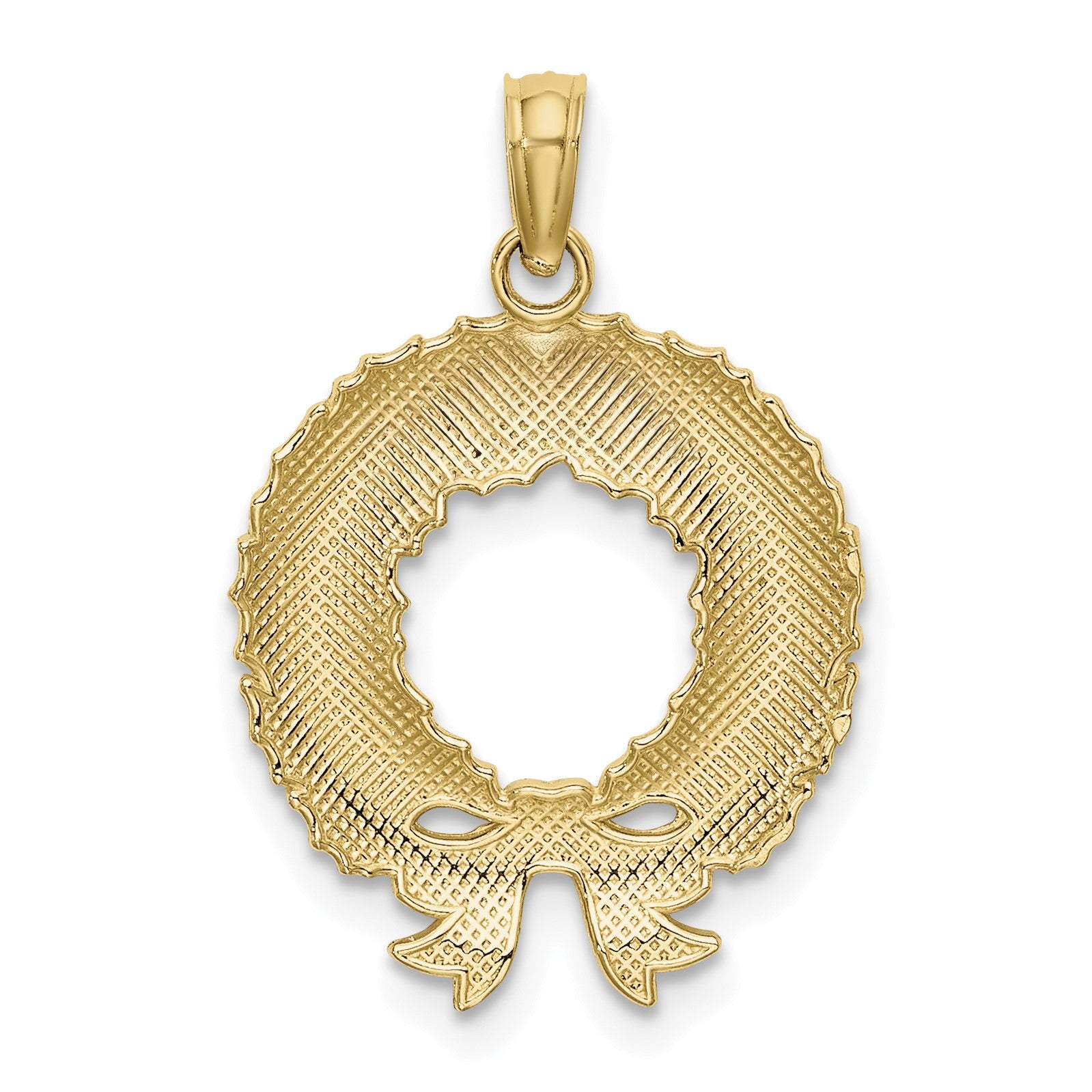 14K Enameled Christmas Wreath Charm