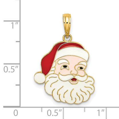 14K Enameled Santa Face Charm