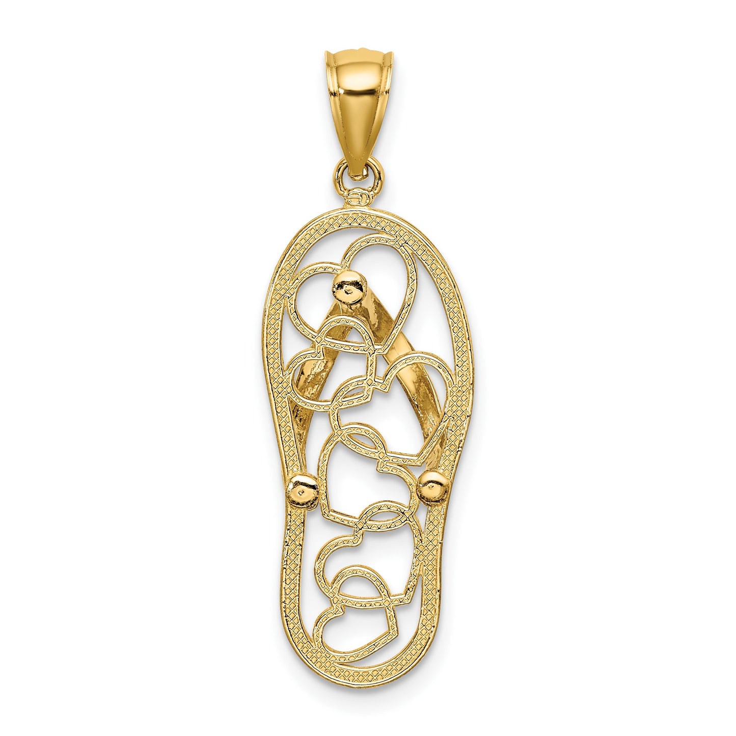 14K Multi Heart Flip-Flop with White Enamel Charm