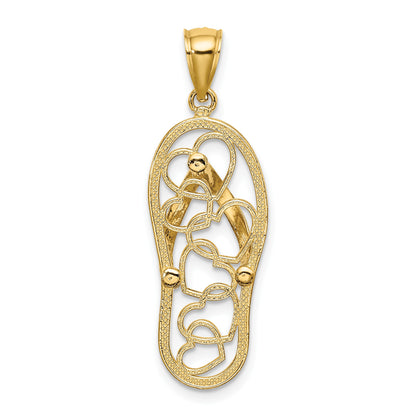 14K Multi Heart Flip-Flop with White Enamel Charm