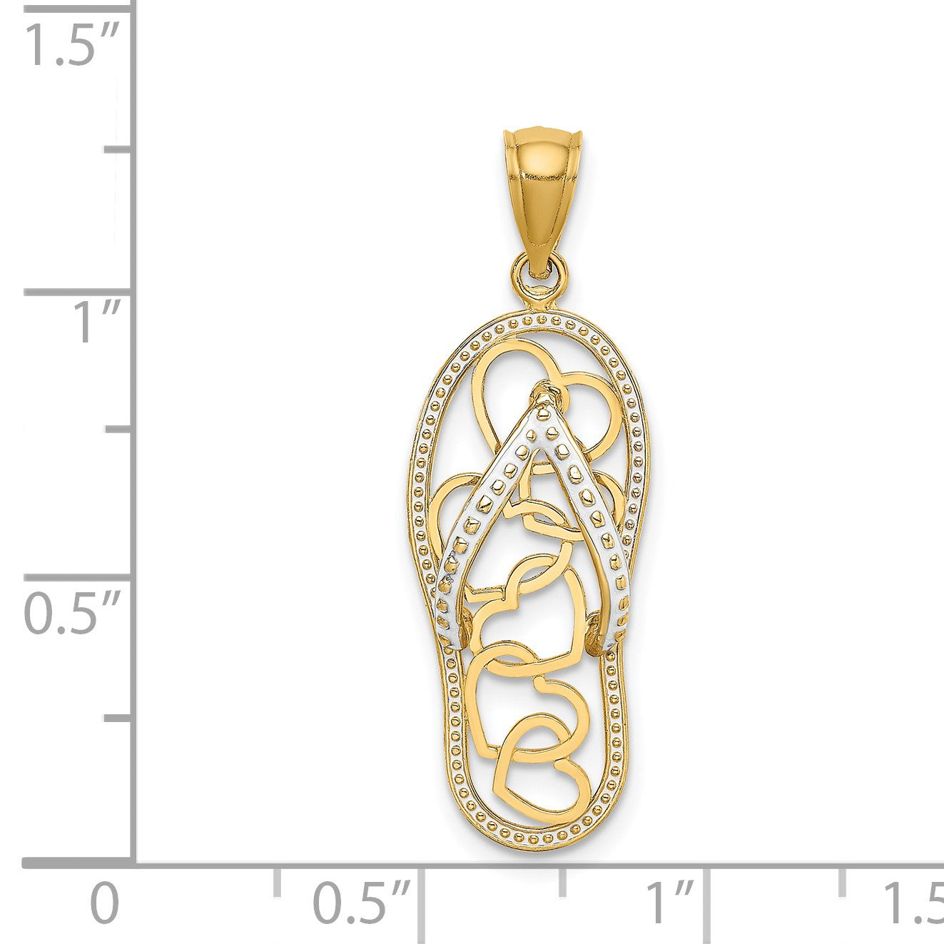 14K Multi Heart Flip-Flop with White Enamel Charm