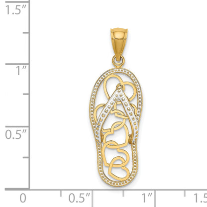 14K Multi Heart Flip-Flop with White Enamel Charm