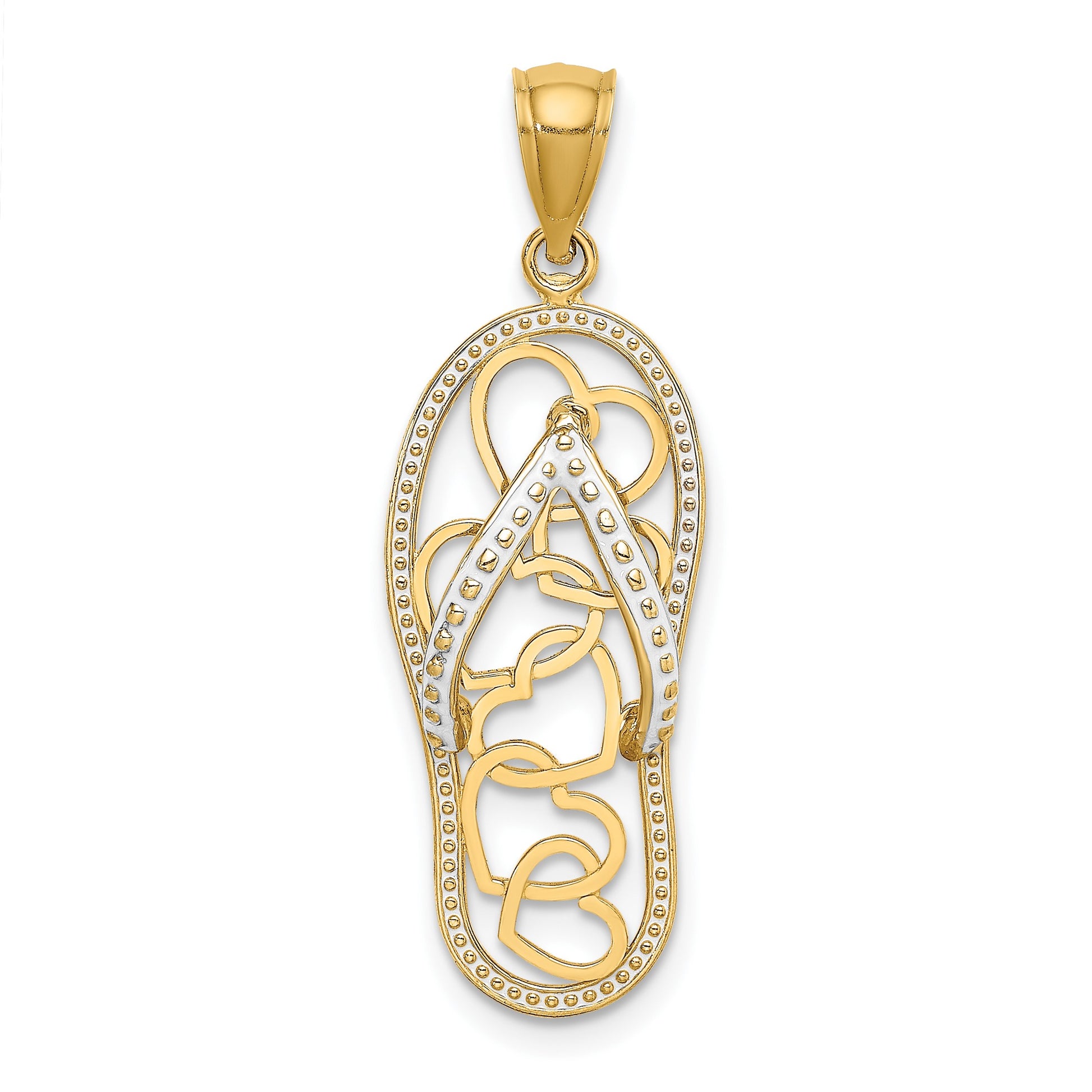 14K Multi Heart Flip-Flop with White Enamel Charm