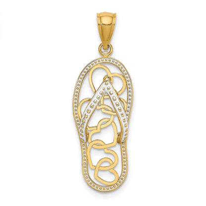 14K Multi Heart Flip-Flop with White Enamel Charm