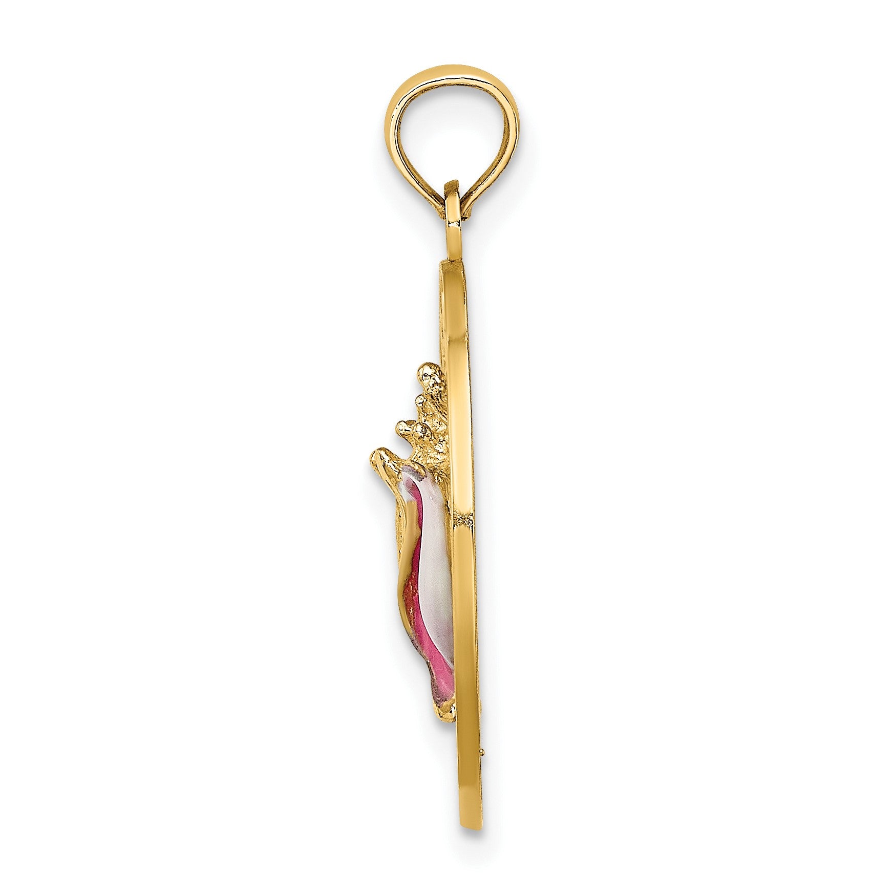 14K SARASOTA Circle with Enamel Conch Shell Charm