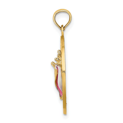 14K SARASOTA Circle with Enamel Conch Shell Charm