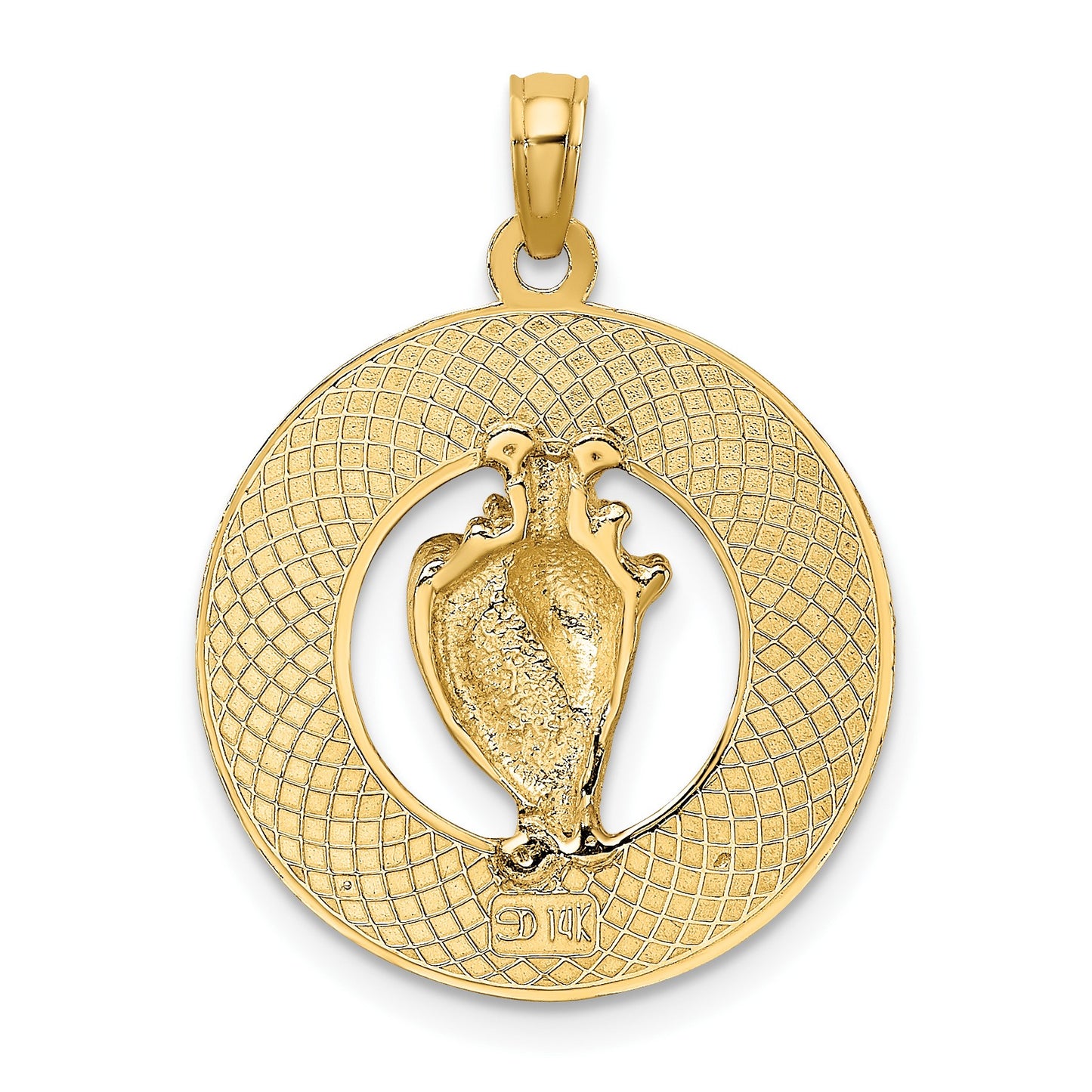 14K SARASOTA Circle with Enamel Conch Shell Charm