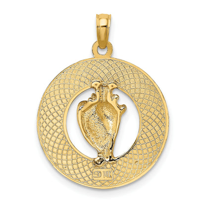 14K SARASOTA Circle with Enamel Conch Shell Charm