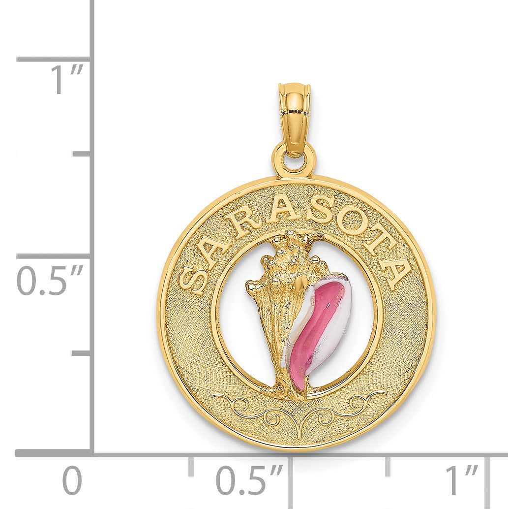 14K SARASOTA Circle with Enamel Conch Shell Charm