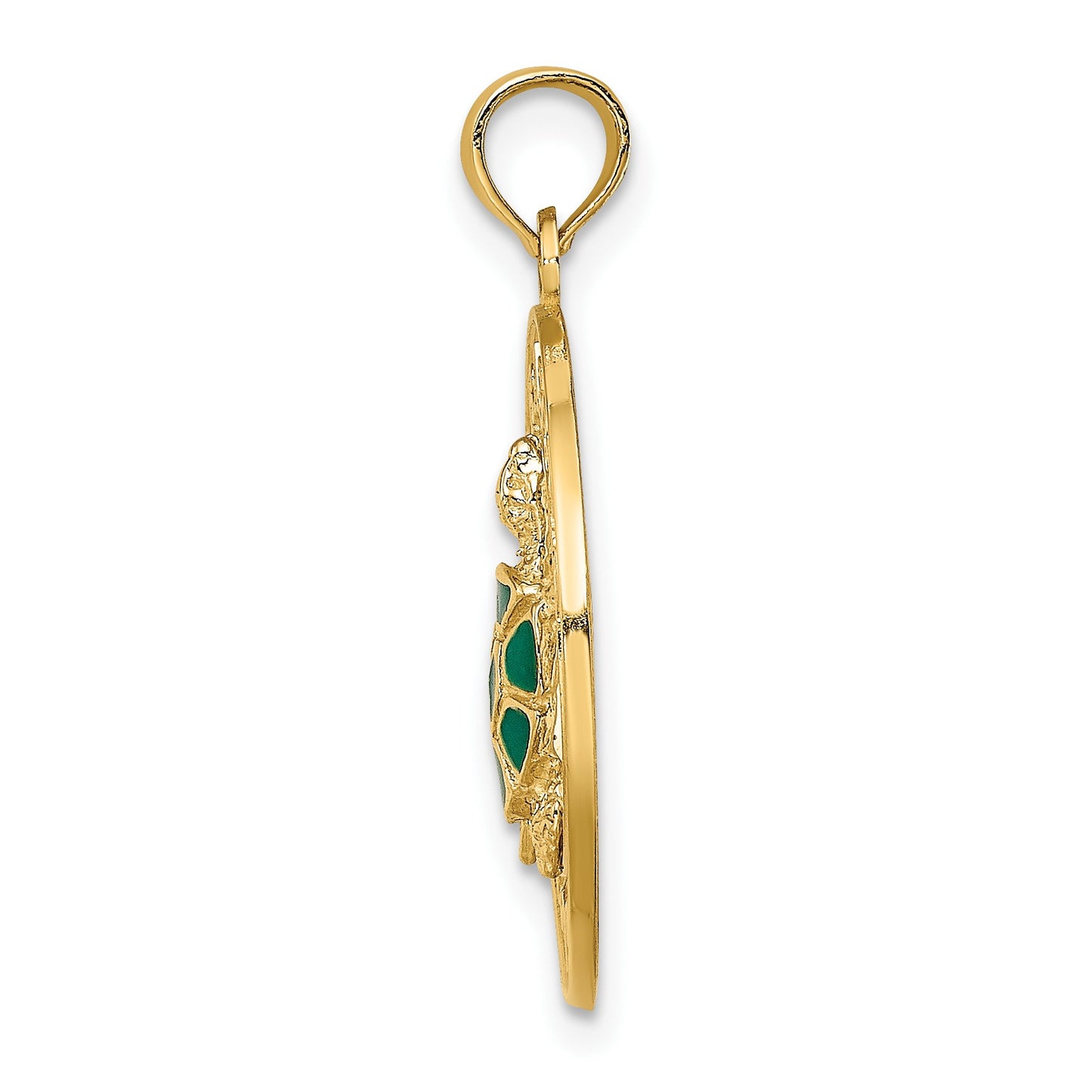 14K with Green Enamel Turtle SARASOTA Circle Charm