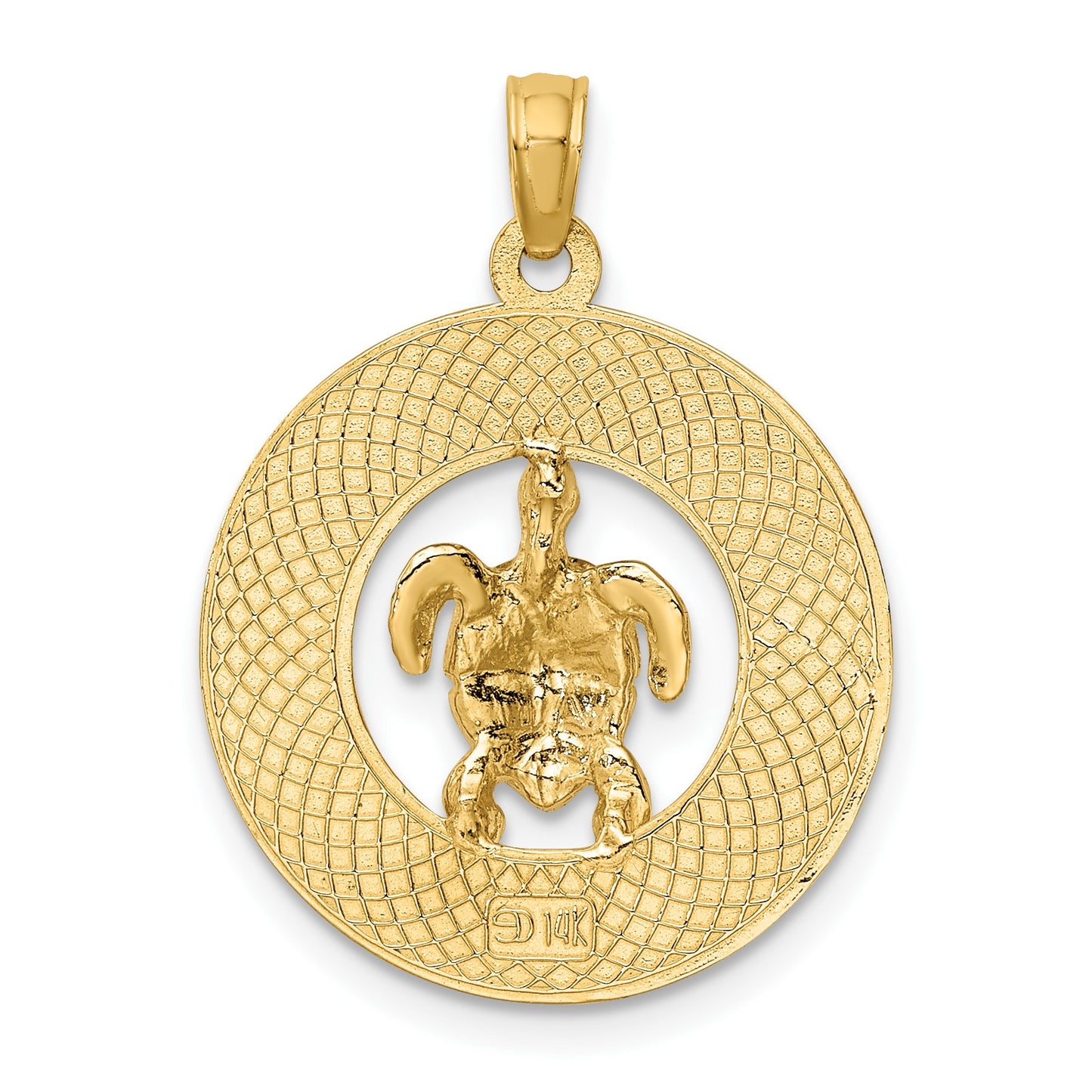 14K with Green Enamel Turtle SARASOTA Circle Charm