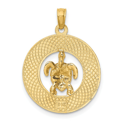 14K with Green Enamel Turtle SARASOTA Circle Charm