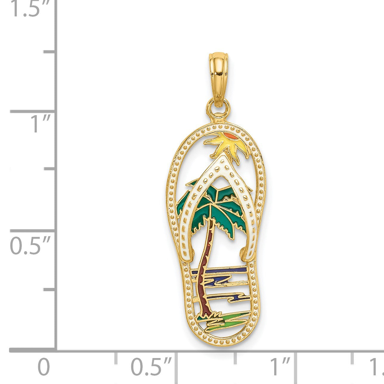 14K Enameled Palm Tree Flip-Flop Charm