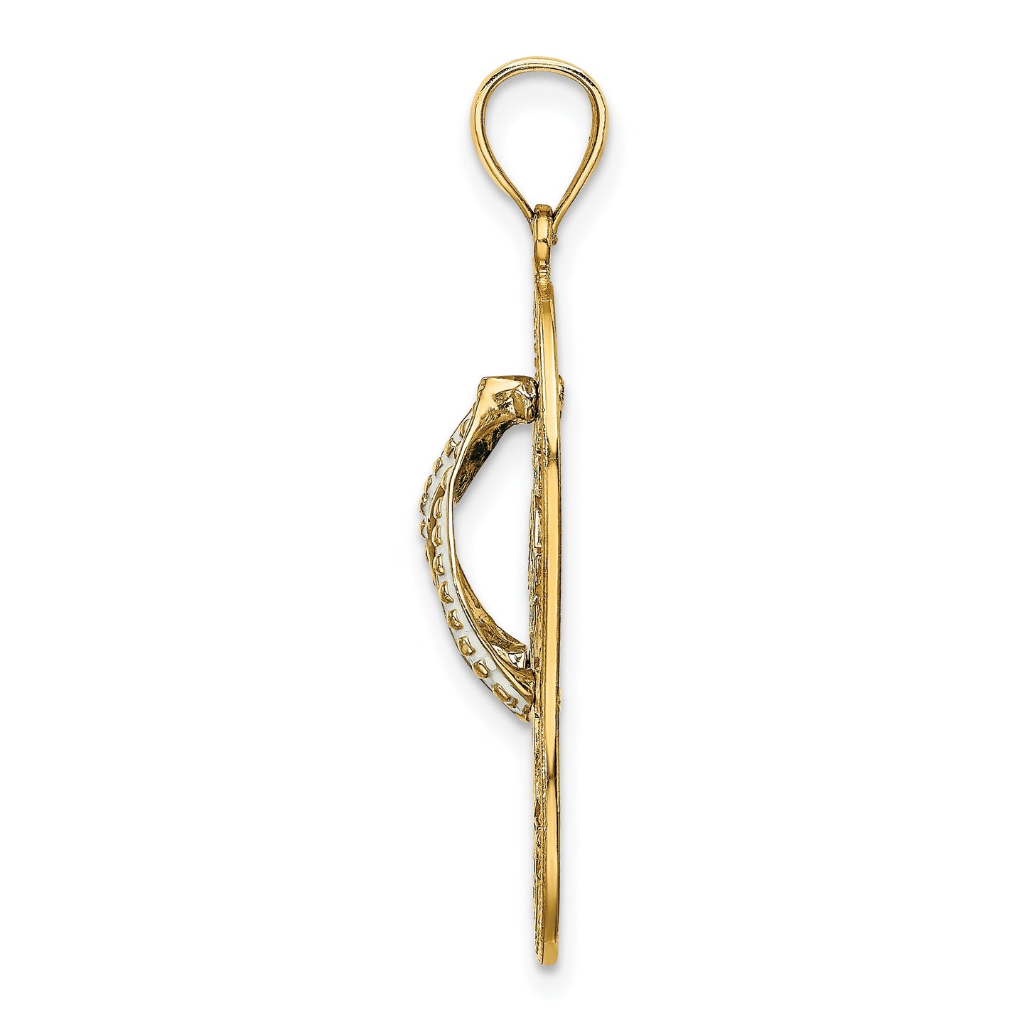 14K Enameled Palm Tree Beach Scene Flip-Flop Charm