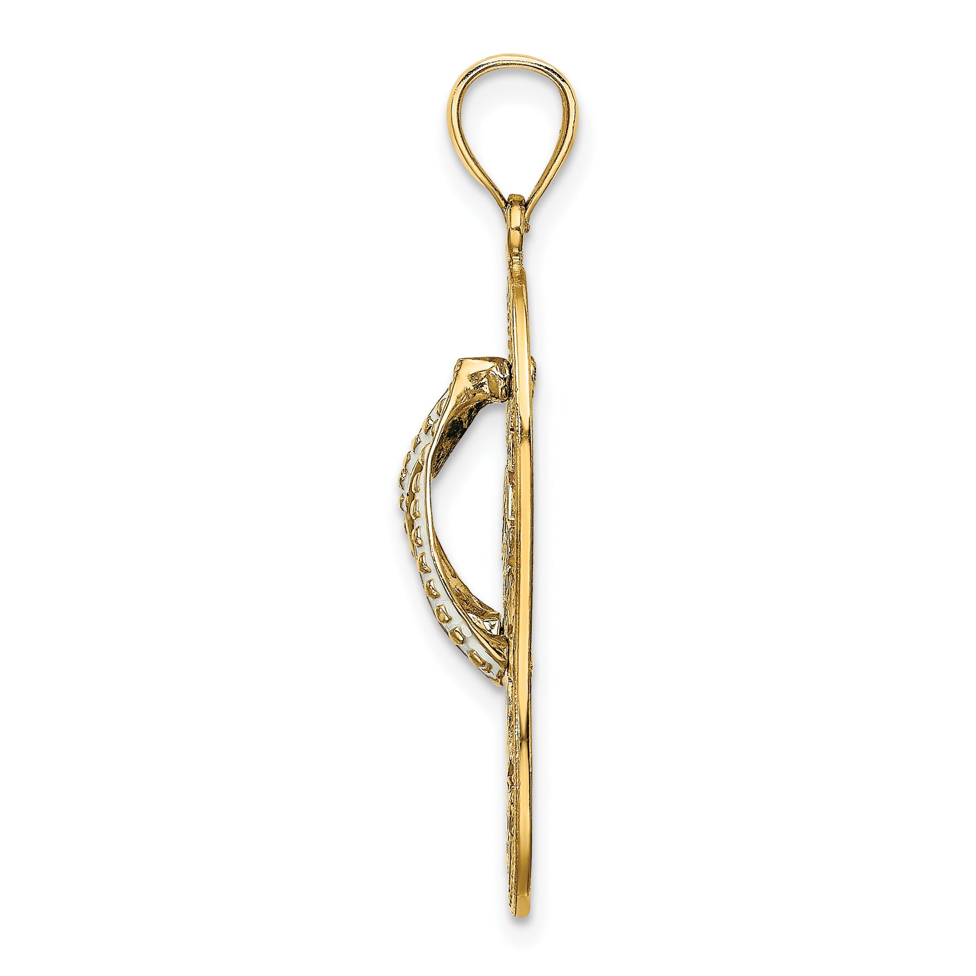 14K Enameled Palm Tree Beach Scene Flip-Flop Charm