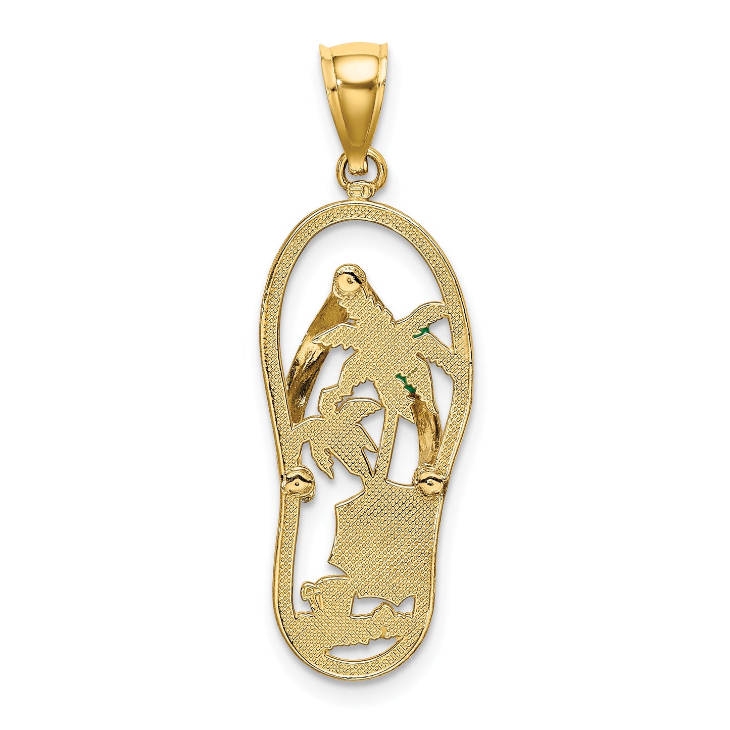 14K Enameled Palm Tree Beach Scene Flip-Flop Charm