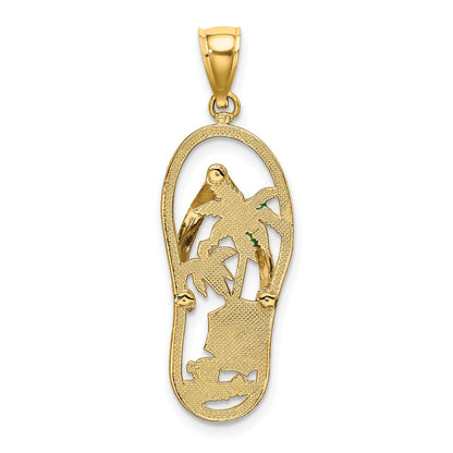 14K Enameled Palm Tree Beach Scene Flip-Flop Charm