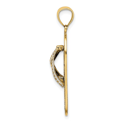 14K Blue Enameled Dolphin Flip-Flop Charm