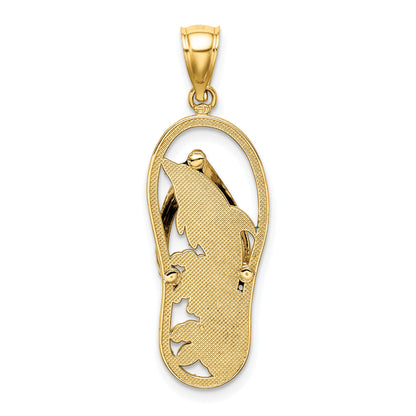 14K Blue Enameled Dolphin Flip-Flop Charm