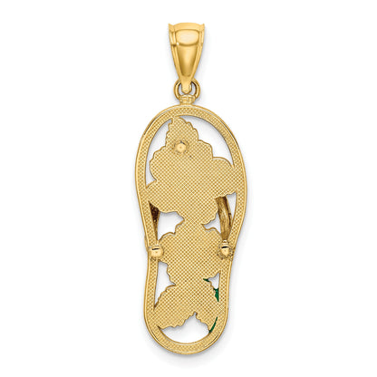 14K Enamel Red Hibiscus Flower Flip-Flop Charm