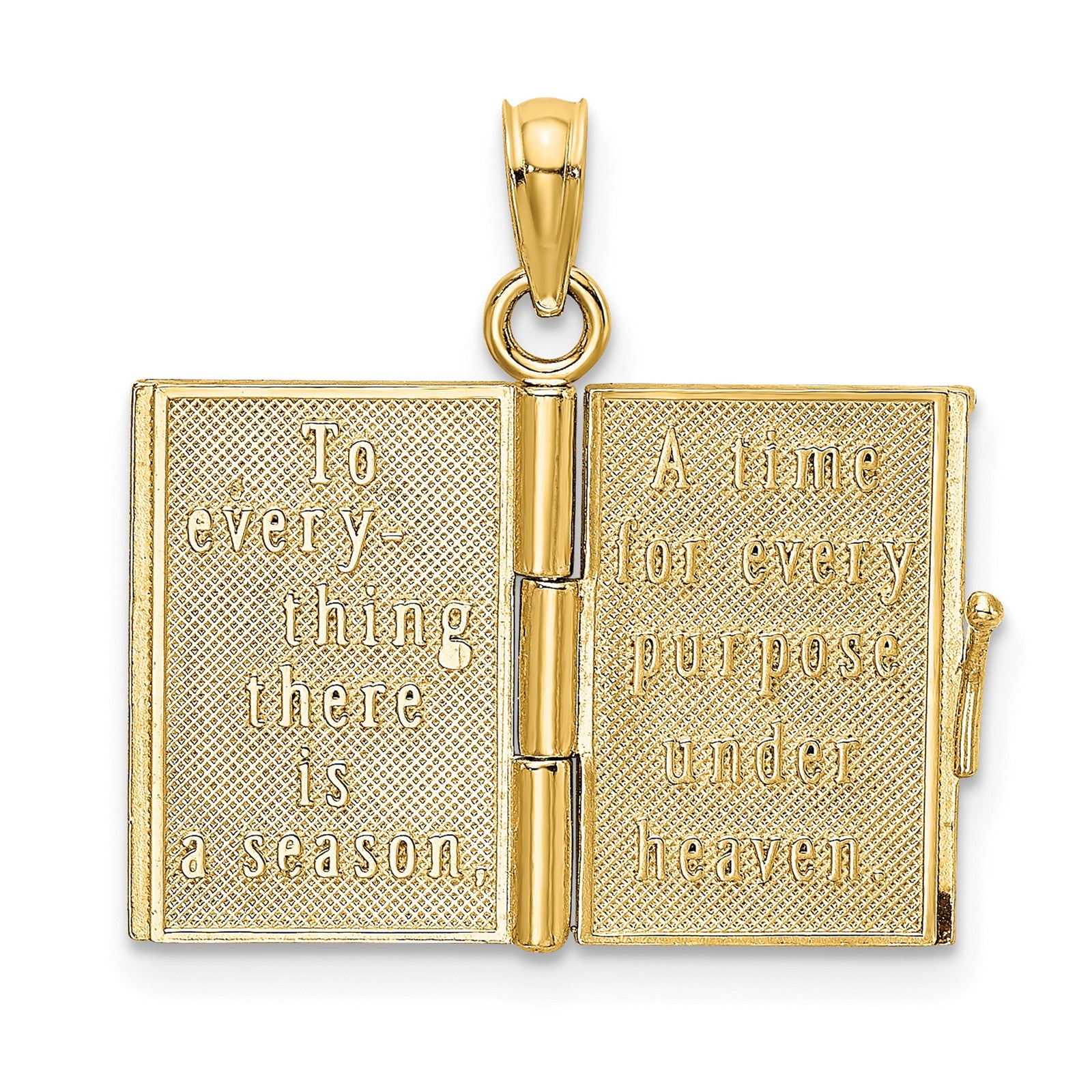 14K 3-D Multi-color Enamel Butterfly Ecclesiastes 3:1 Book with Moveable Pages Pendant